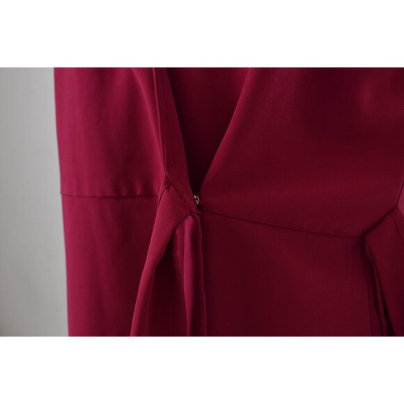Vintage 80s Magenta Polyester Wrap Dress By Tess | size 14 - Picture 7 of 9